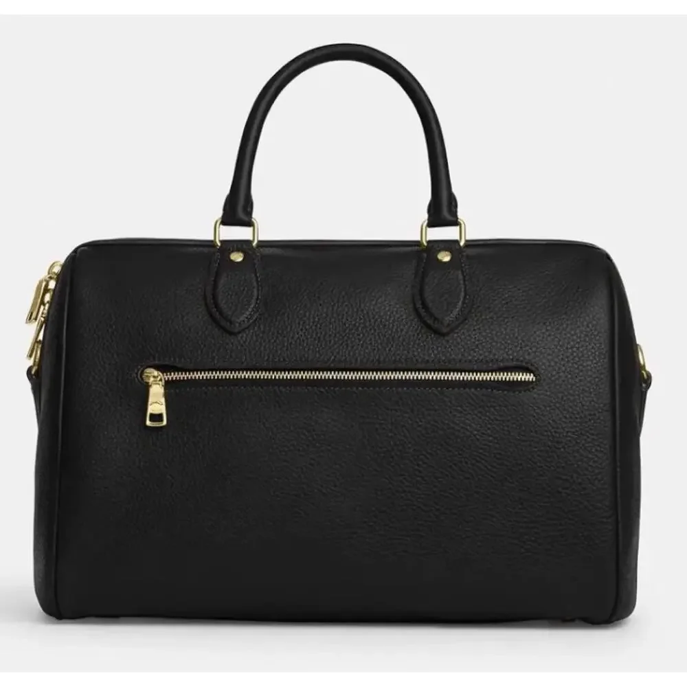 COACH Rowan Large Satchel Bag, BLACK/GOLD; RARE ITEM!!
